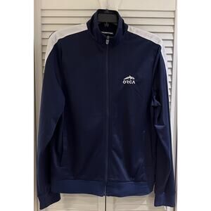 ORCA Dental Wale Men's L/S Zip Jacket S Moc Neck Navy White Embroidered Logo A+